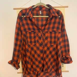 Free People Plaid Button Up